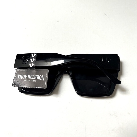 New Original TRUE RELIGION Square Sunglasses Oversized Acetate Black Classic - Picture 5 of 6